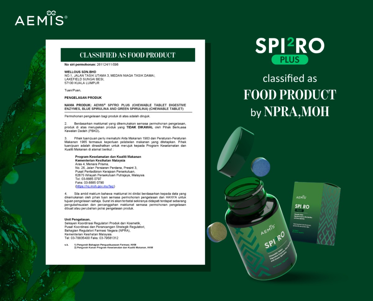 Classified as food product by NPRA MOH
